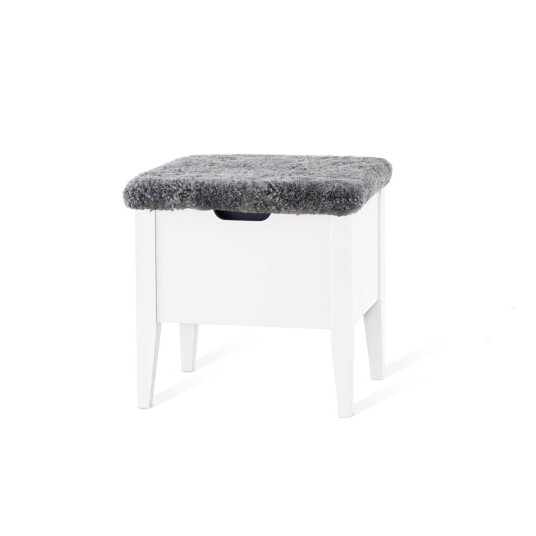 Torkelson Klinte bänk Vitlack/fårskinn 45 cm Hvit
