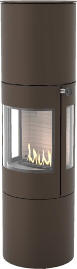 Viva L 160 mocca frittstående biopeis med sideglass og ståldør Viva L 160 mocca frittstående biopeis med sideglass og ståldør
