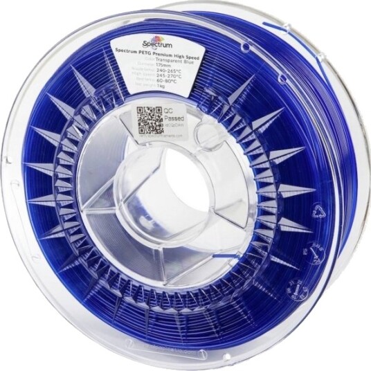Spectrum PETG High Speed Filament 1.75 mm 1000 g Transparent Blå 81550