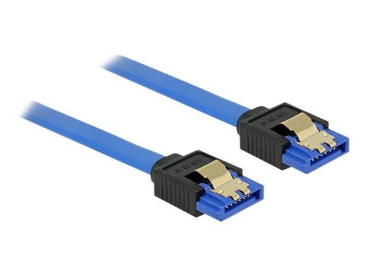 Delock SATA III Kabel 10 cm med Gullplatering - Blå Delock SATA III Kabel 10 cm med Gullplatering - Blå