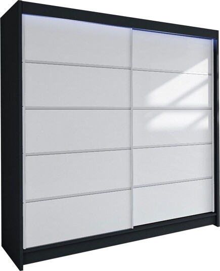 Garderobe + LED - Svart / Hvit