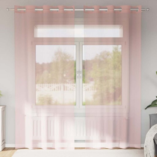 Voilegardiner med grommets 2 stk rosa 140x245 cm 8721158551146