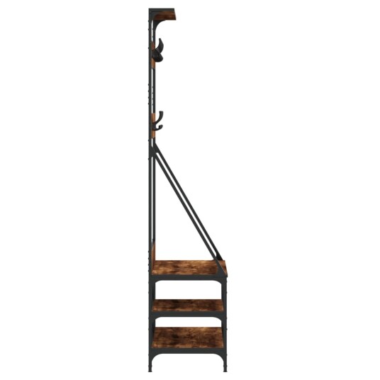 Klesstativ med skooppbevaring røkt eik 80x40x184 cm 8721012196469