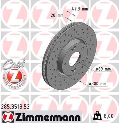 Bremseskive ZIMMERMANN 285.3513.52