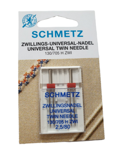 Schmetz 2pk 2,5/80 Universal-tvillingnål - 130/705 H ZWI Schmetz 2pk 2,5/80 Universal-tvillingnål - 130/705 H ZWI