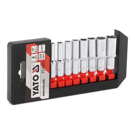 Yato Yt-14431, Støpselsett, 1/4", 8 Hoder, Kromvanadiumstål