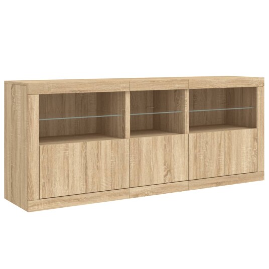 vidaXL Skjenk med LED-lys sonoma eik 162x37x67 cm
