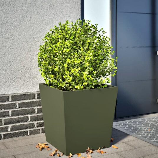  Plantekasse olivengrønn 50x50x50 cm stål