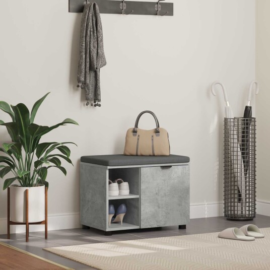 vidaXL Gangbenk BetongGrå 60 x 38 x 46 cm Konstruert treverk og stoff