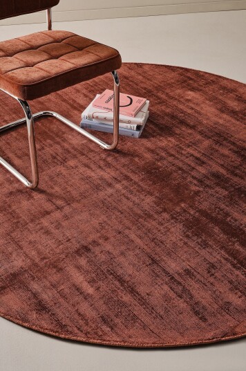 Jotex Rund Viskoseteppe ø 200 Cm Viskose/Bomull Rust ANELA 207930407200