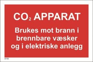 CO2 Apparat mot brann i brennbare væsker og i elektriske anlegg 21x14 cm PVC Vanlig