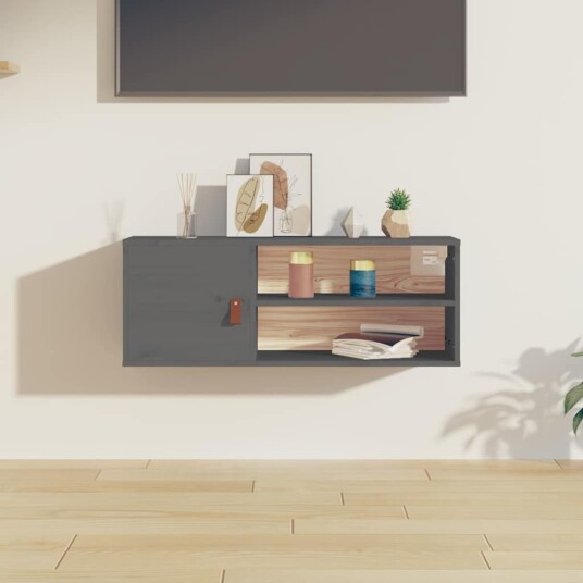 vidaXL Veggskap gr? 80x30x30 cm heltre furu
