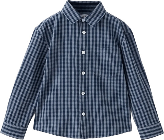 Mango 100% Cotton Checked Shirt Navy 104