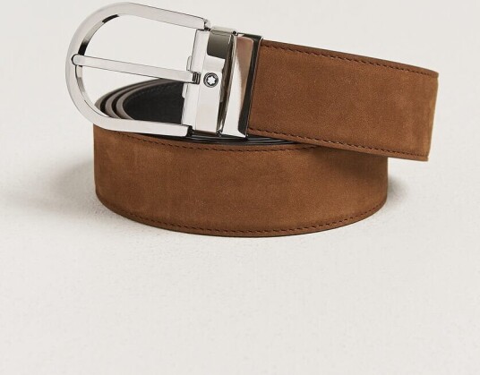 Montblanc 35mm Reversible Suede/Calf Horseshoe Belt Brown/Black