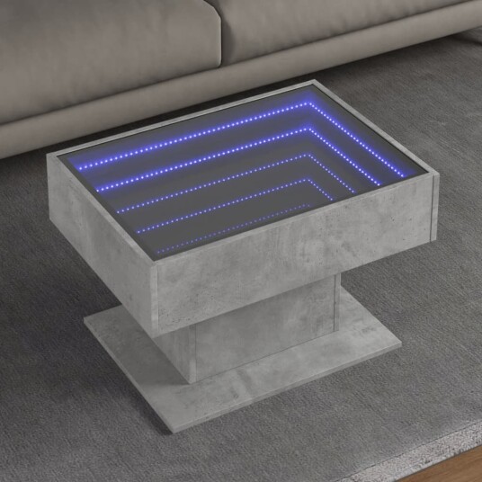 Salongbord med LED betonggrå 70x50x45 cm konstruert tre 847535