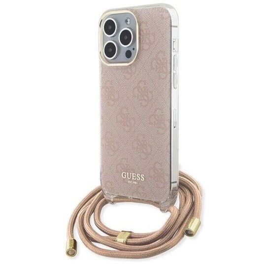 Guess Guhcp15lhc4sep Iphone 15 Pro 6.1" Rózowy/Pink Hardcase Crossbody Cord 4G Print