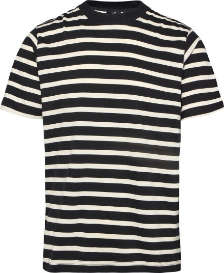 Mads Nørgaard Cotton Jersey Stripe Frode Tee BLACK/VANILLA ICE M Mads Nørgaard Cotton Jersey Stripe Frode Tee BLACK/VANILLA ICE M