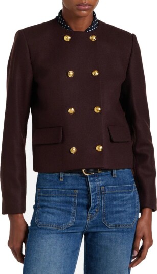 Nili Lotan Melanie cropped jacket US 6 brun dame