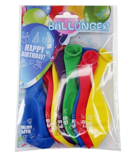 Tinka Ballonger med tekst 8pk - Happy Birthday