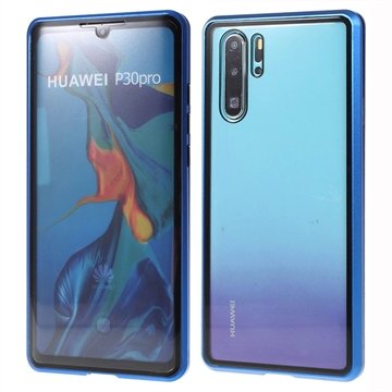 Huawei P30 Pro Magnetic Deksel med Herdet Glass Blå