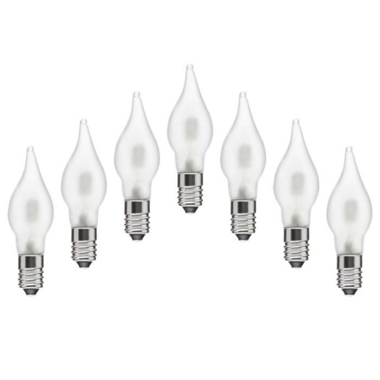 Ledsavers Frostet reservepære til adventsstaker LED 7-pk. Ledsavers Frostet reservepære til adventsstaker LED 7-pk.