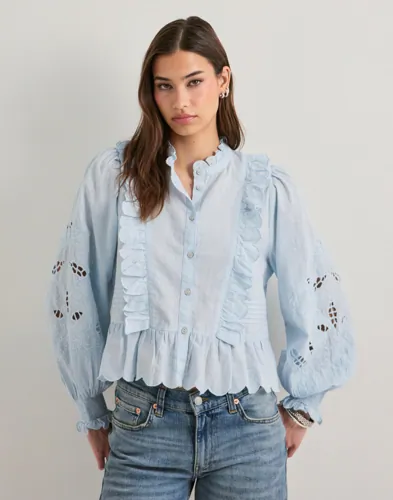 Neo Noir   Blå   Petrine Embroidery Blouse