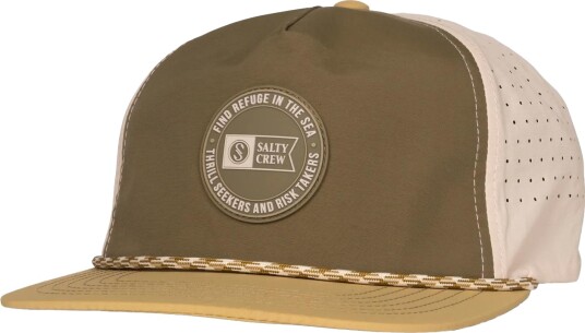 Salty Crew Topshot Snapback Olive/Gold OneSize
