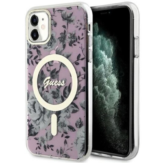 Guess Iphone 11 Deksel Flower Magsafe Rosa