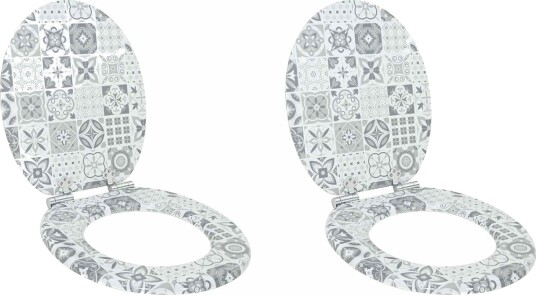  Myk lukking toalettsete 2 pcs Blå og hvit porselen 44 x 38 cm
