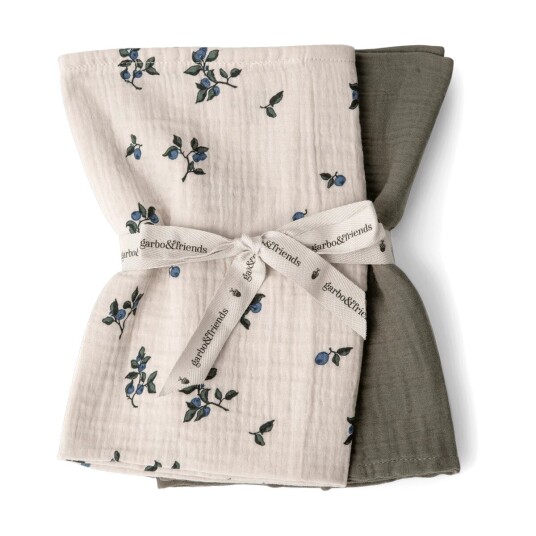 Garbo&Friends Blueberry Muslin teppe liten 2 deler 60x60 cm