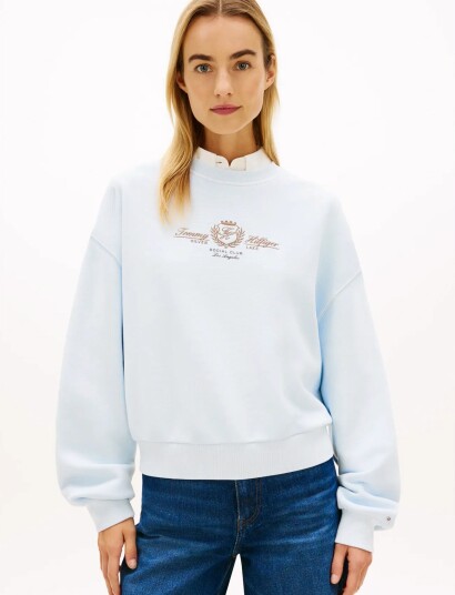 Tommy Hilfiger Varsity Crest Terry Sweatshirt Blue L