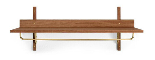 Ferm Living Sector hylle med stang 37 x 87 cm Smoked Oak brass