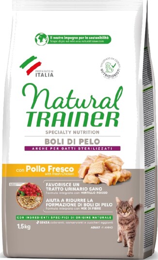 Natural Trainer Tørrfôr Hairball Kylling 1.5 kg