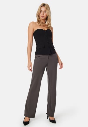 BUBBLEROOM Soft Suit Straight Trousers Petite Dark grey L