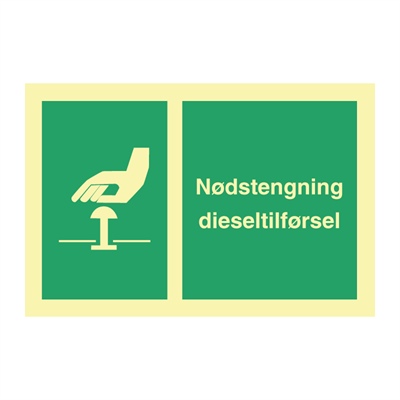 Jo Safety Nødstengning dieseltilførsel Etterlysende plast Nødskilt 6302050PRHM