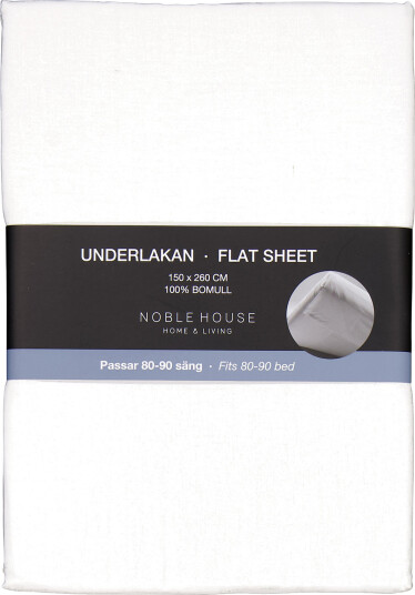 Noble House Flat Sheet 150X260Cm - White - 150X260CM