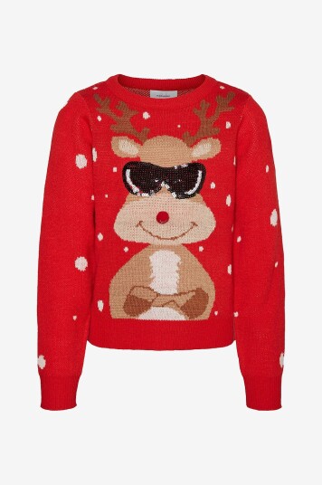 Vero Moda Girl Genser vmNewtinsel LS O neck Blouse Xmas G Rød