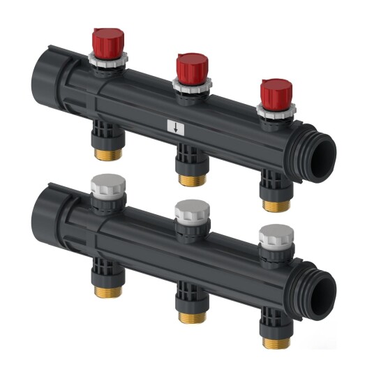 Uponor Magna Fordeler med Ventil   3 Uttak 25mm