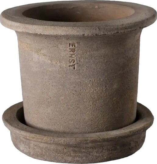 ERNST Pot W Saucer   Grey   12X12X10CM