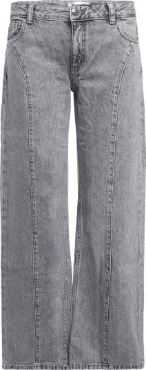 Mango Teen Wide Leg Jeans With Studded Seams   OPEN GREY   32