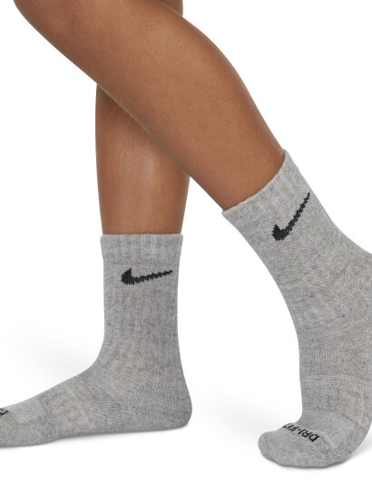 Nike 6W-6Pk Crew Sock - Grey - 5-7Y