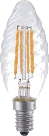 Spl E14 4W dimbar LED kronepære   Twisted Candle 350lm 2200K klart glass   Dimbar : Dimbar Kulør : Ekstra varm