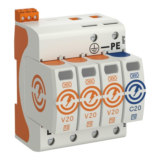 Obo Bettermann 5095333 Overspenningsvern type 2 230 V IP20 3+N/PE 4 leder Stikkontakter & kabler