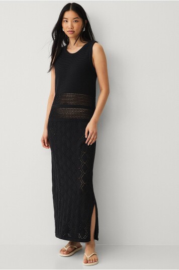 Vila Maxikjole viTyla S/L O neck Knit Midi DresSvart