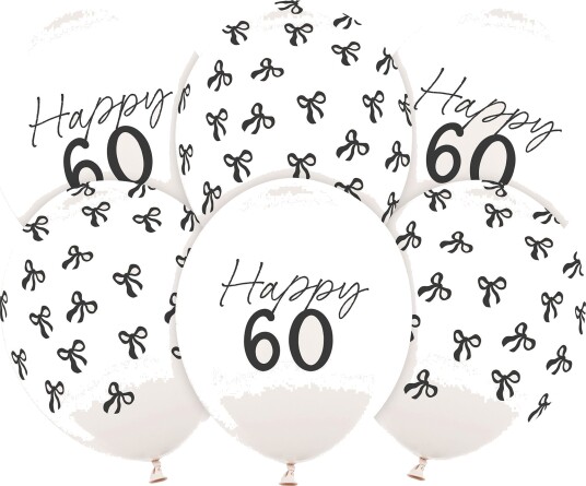 Partydeco Ballonger Happy 60 med Rosetter 6-pakning SB14P-460-008Z-6