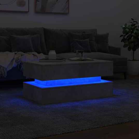 Salongbord med LED-lys betonggrå 90x50x40 cm 8721012466333 Salongbord med LED-lys betonggrå 90x50x40 cm 8721012466333