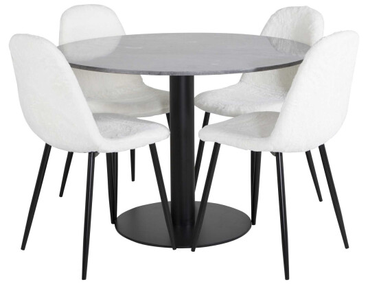 Venture Design Estelle & Polar spisegruppe Svart/hvit 4 st stoler & bord 106 cm