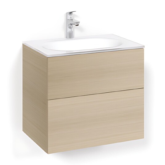 Macro Design Crown Plain/push-open Servantskap 2-skuff - med Glasservant Eik / 60cm Glass Edge Hvit Macro Design Crown Plain/push-open Servantskap 2-skuff - med Glasservant Eik / 60cm Glass Edge Hvit