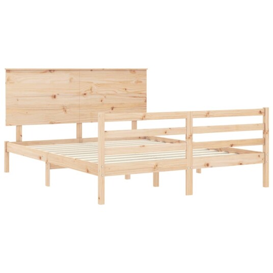 vidaXL Sengeramme med hodegavl 5FT King Size heltre 8720845403966