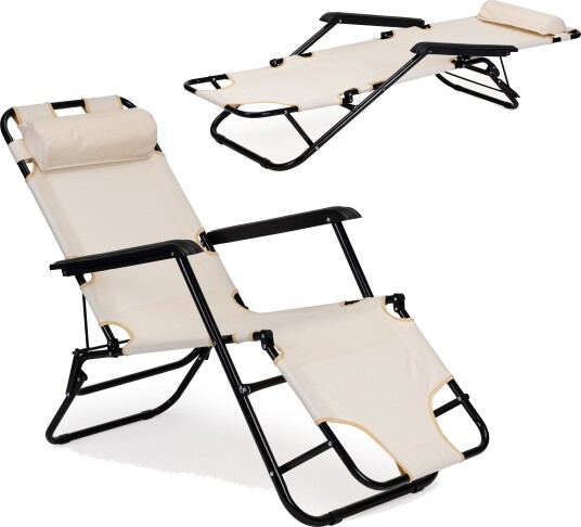 Sammenleggbar hagestol med nakkepute MultiGarden Beige